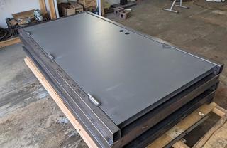 shipping container man door on pallet