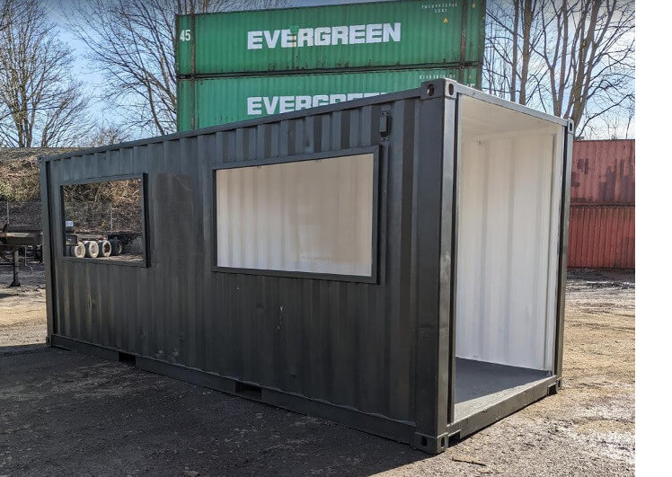 Temporary covered walkways for pedestrians | Shipping container tunnels